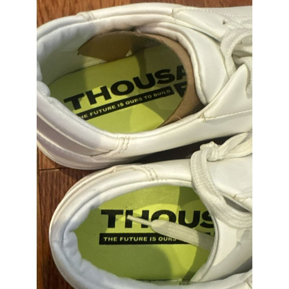 Thousand Fell Lace Up Vegan Leather Sneakers, Women's 7.5 White Cream - Picture 4 of 6